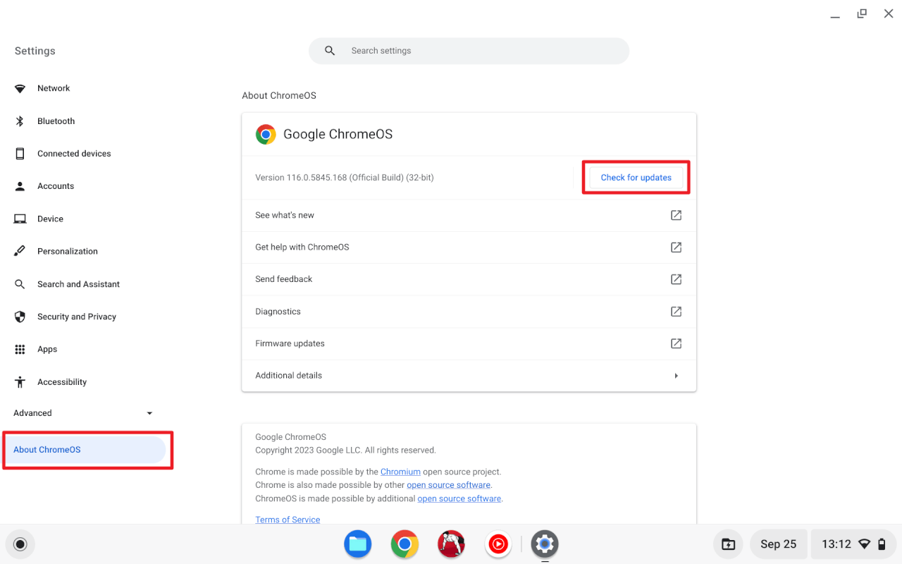 Screenshot 2023 09 25 13.12.18 - How to Update Google Chrome Browser on Chromebook 9