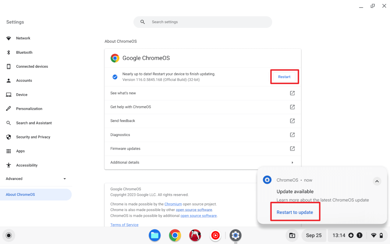 Screenshot 2023 09 25 13.14.33 - How to Update Google Chrome Browser on Chromebook 13