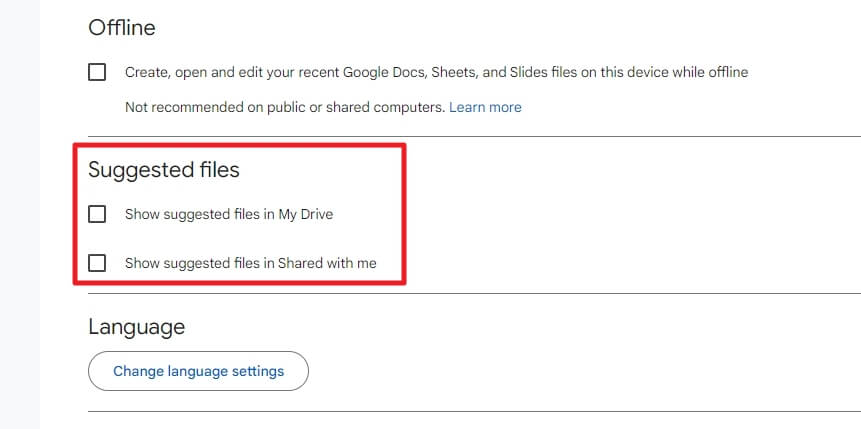 Turning Off Suggested Files - How to Remove Suggestion Files on Google Drive 5